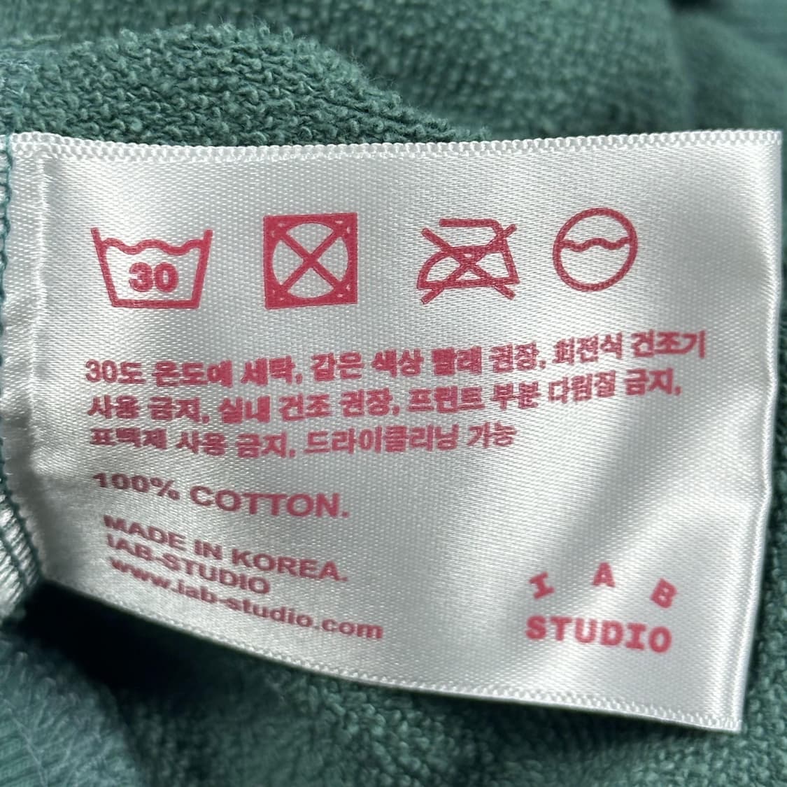 아이앱스튜디오 베이직 백로고 후드티 그린 L 상품이미지8