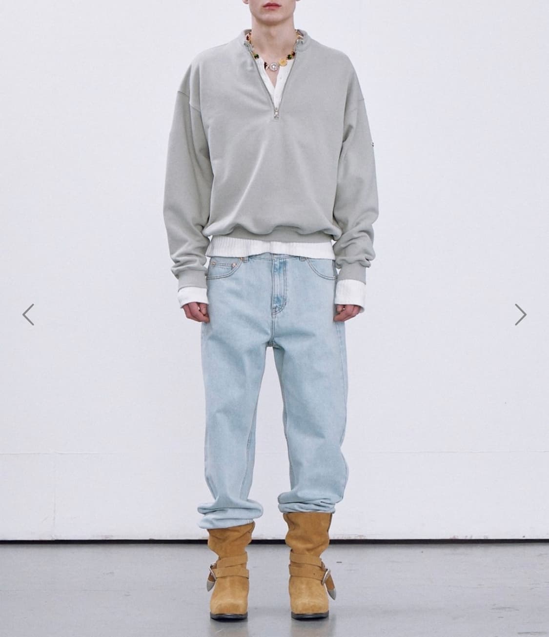 렉토 raw edge collar stand half zip-up 상품이미지3