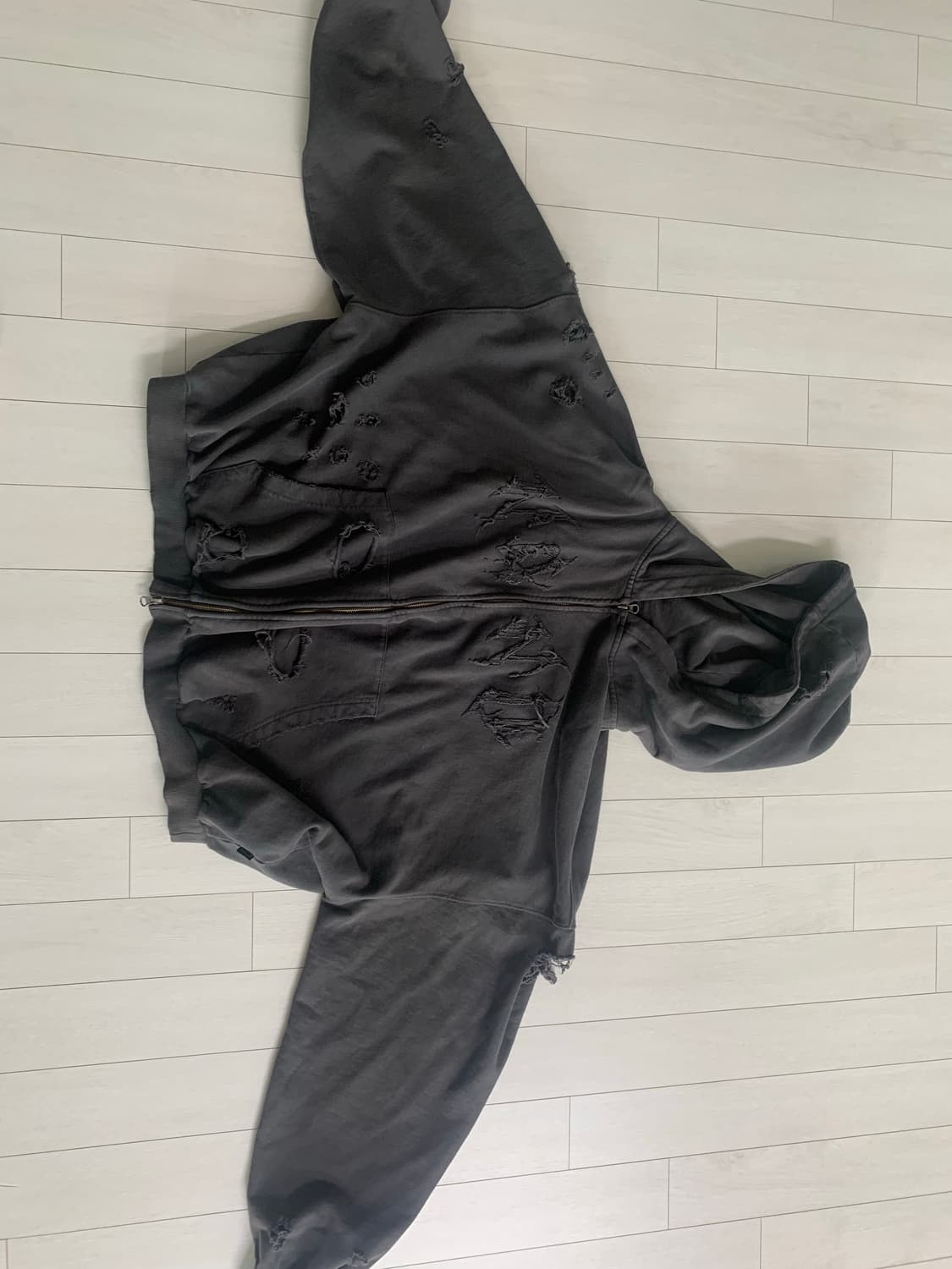 낫포너드 디스트레스 후드집업 차콜 상품이미지1