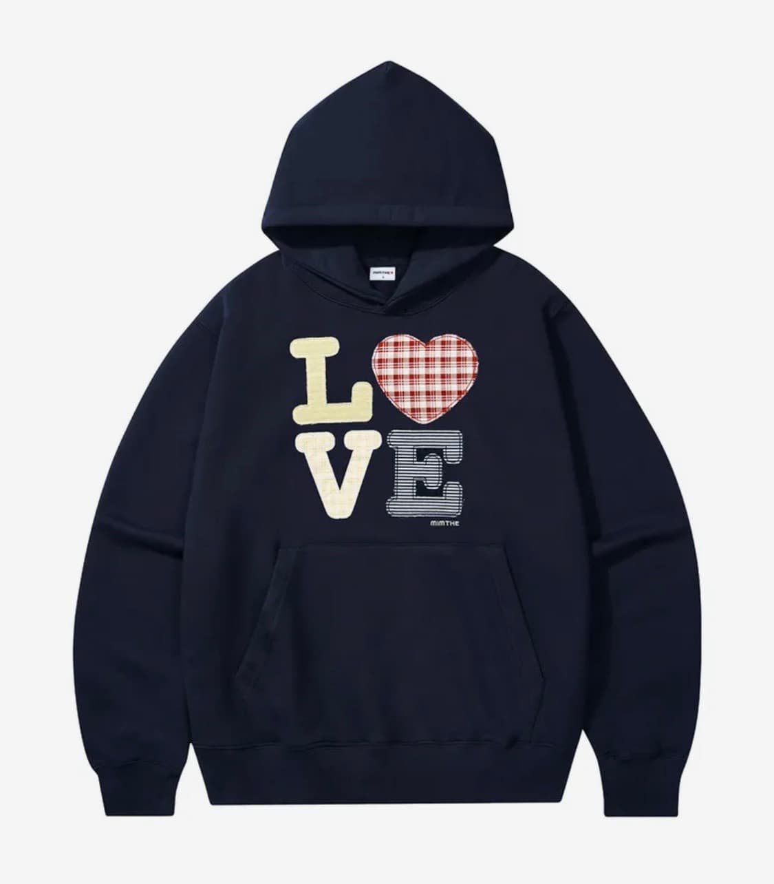 밈더워드로브 패치워크 러브 후드티 네이비 상품이미지1