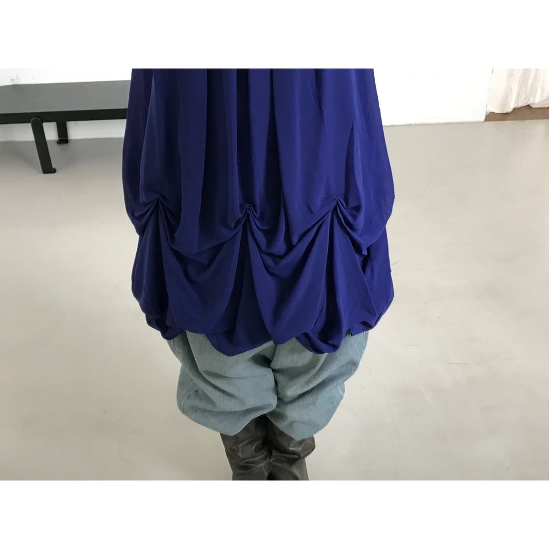 vintage navy draped balloon one-piece 상품이미지2