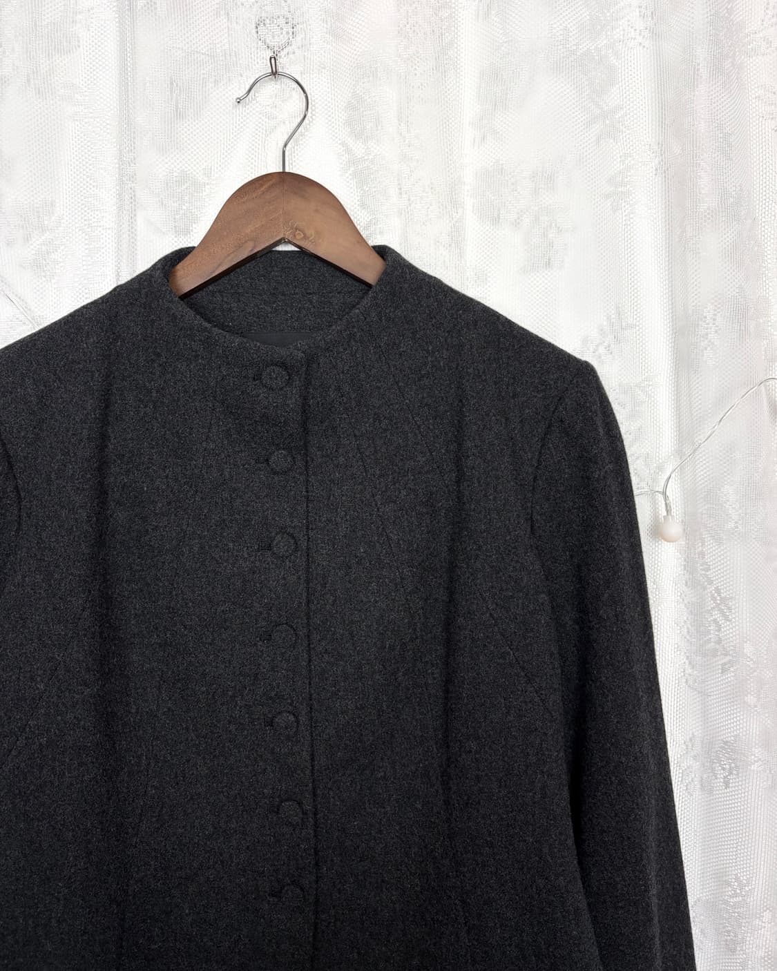 Minimal no-collar wool crop jacket 상품이미지2