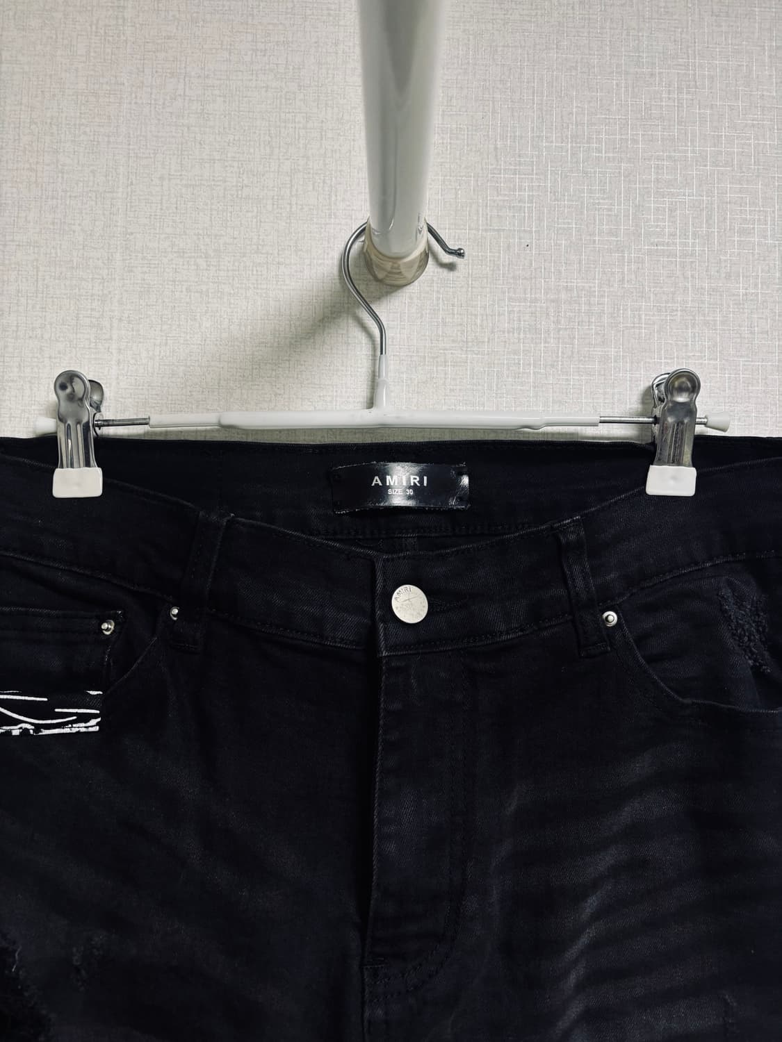 AMIRI 아미리 패치워크 블랙 데님 팬츠 상품이미지4