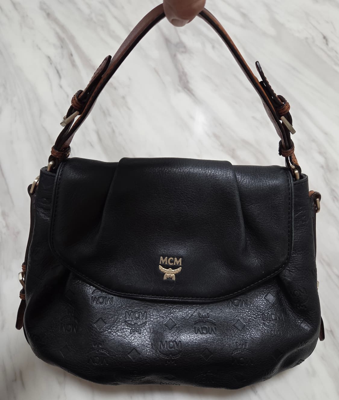 MCM 비세토스 블랙 레더 토트 앤 크로스백 상품이미지1