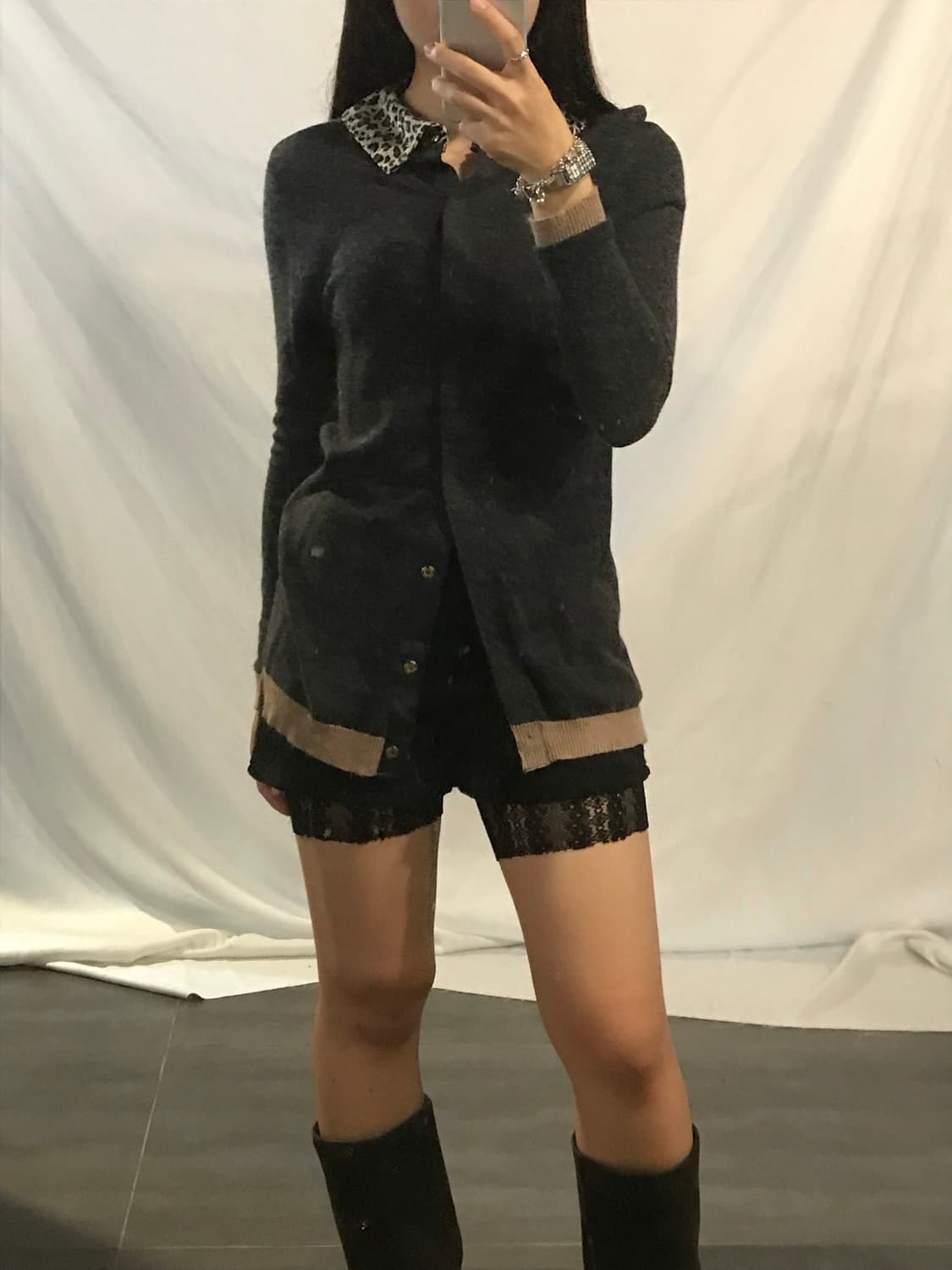 Leopard collar cardigan 상품이미지3