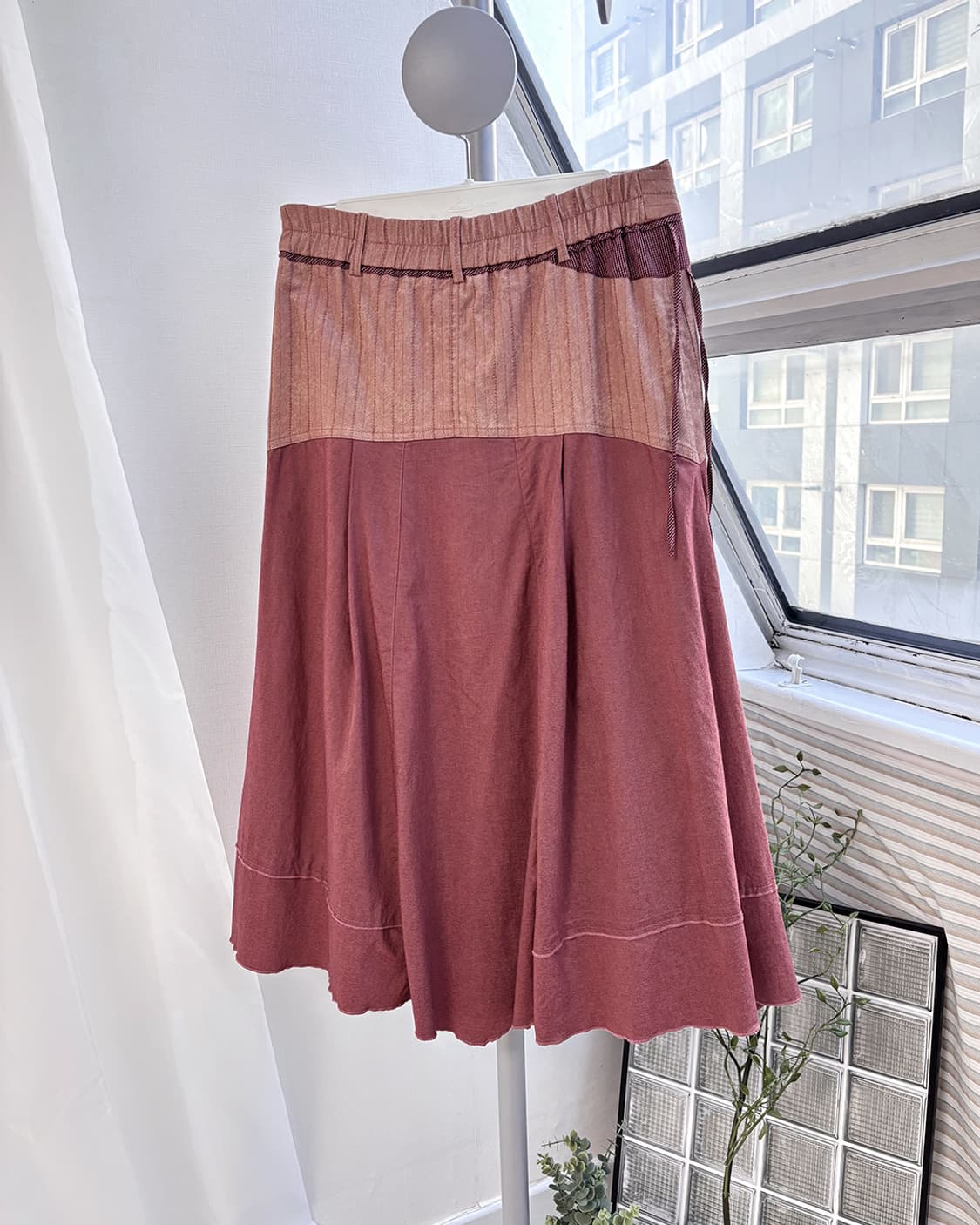 kame indie pink vintage 언발란스 롱 플레어 스커트 상품이미지5