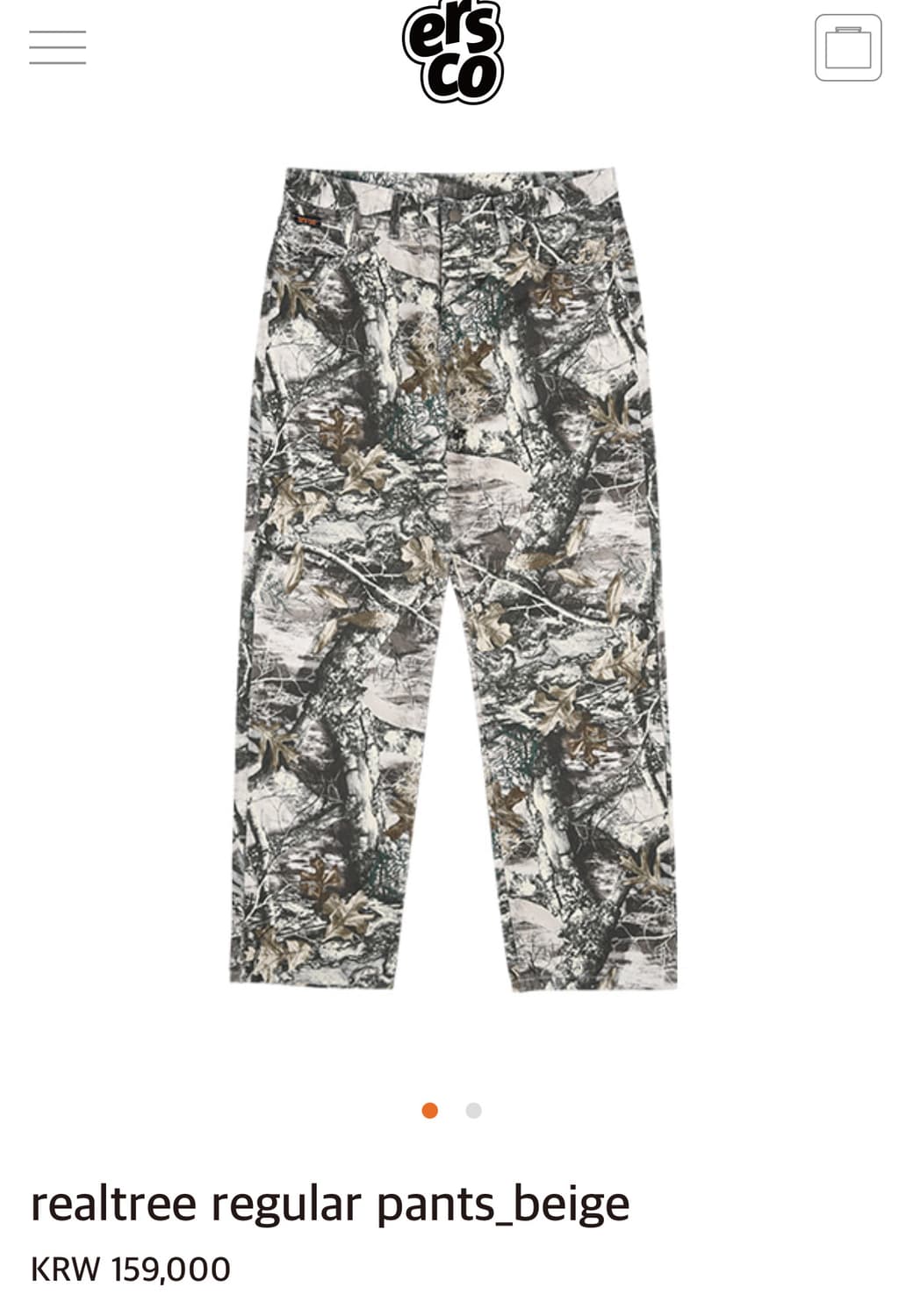 ersco realtree regular pants_beige 상품이미지1