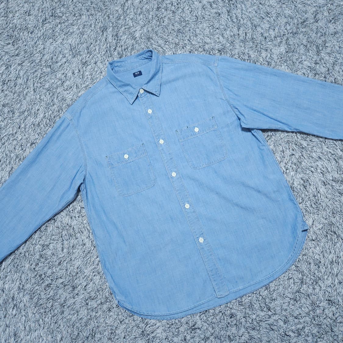 유니클로) L 남자 오버 포켓셔츠 데님셔츠남방 / 왕눈이샵 상품이미지2