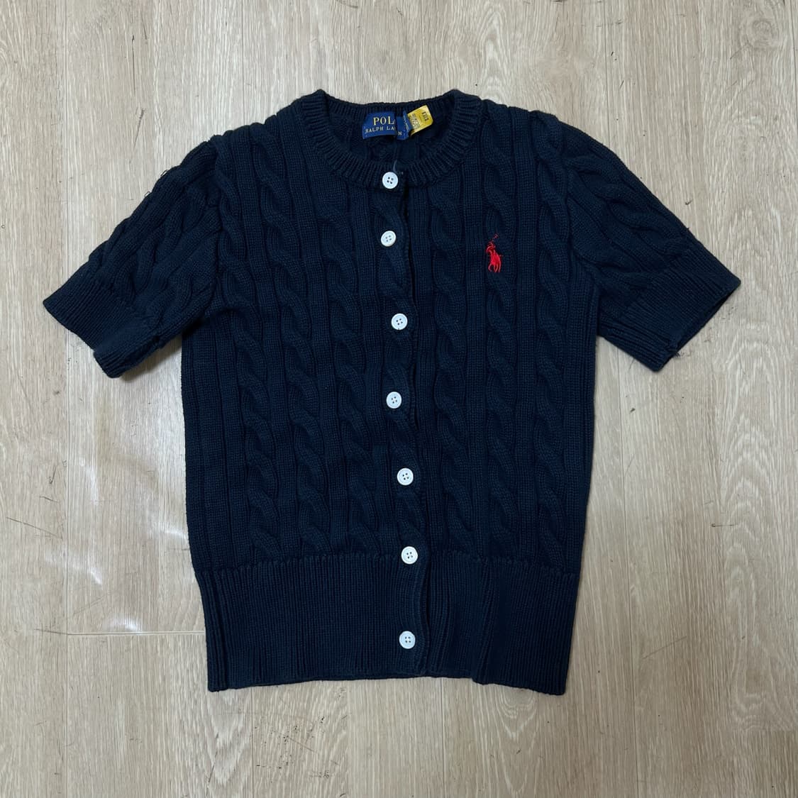 폴로 랄프로렌 여성 슬림핏 꽈배기 반팔니트 S/90  상품이미지1