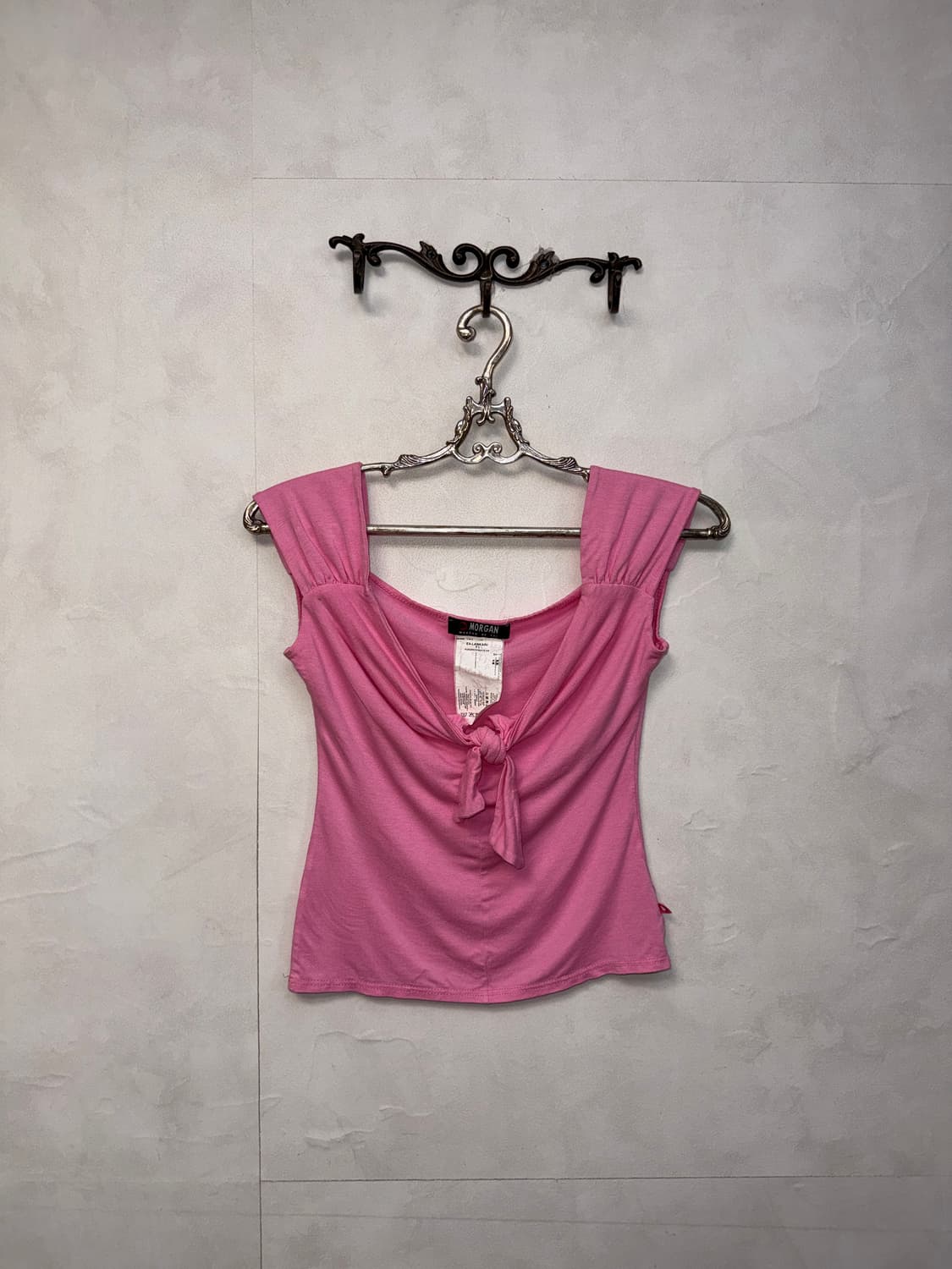 Morgan baby pink ribbon shirring 슬리브리스 상품이미지1