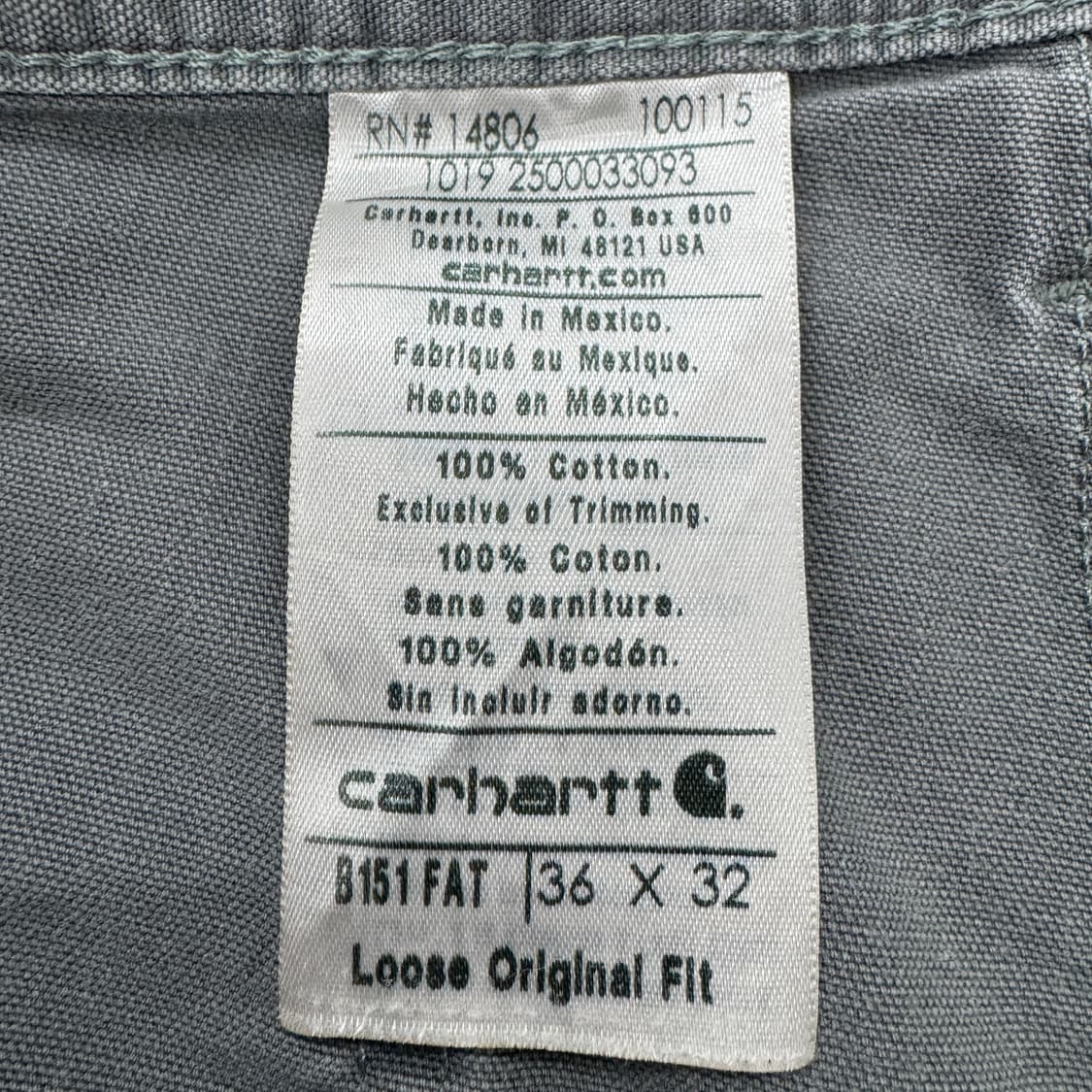 칼하트 OG 가죽패치 카펜터 하드 페이딩 와이드 워크팬츠 상품이미지8