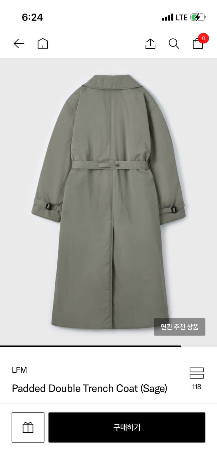 Lfm Padded Double Trench Coat (Sage) 상품이미지7