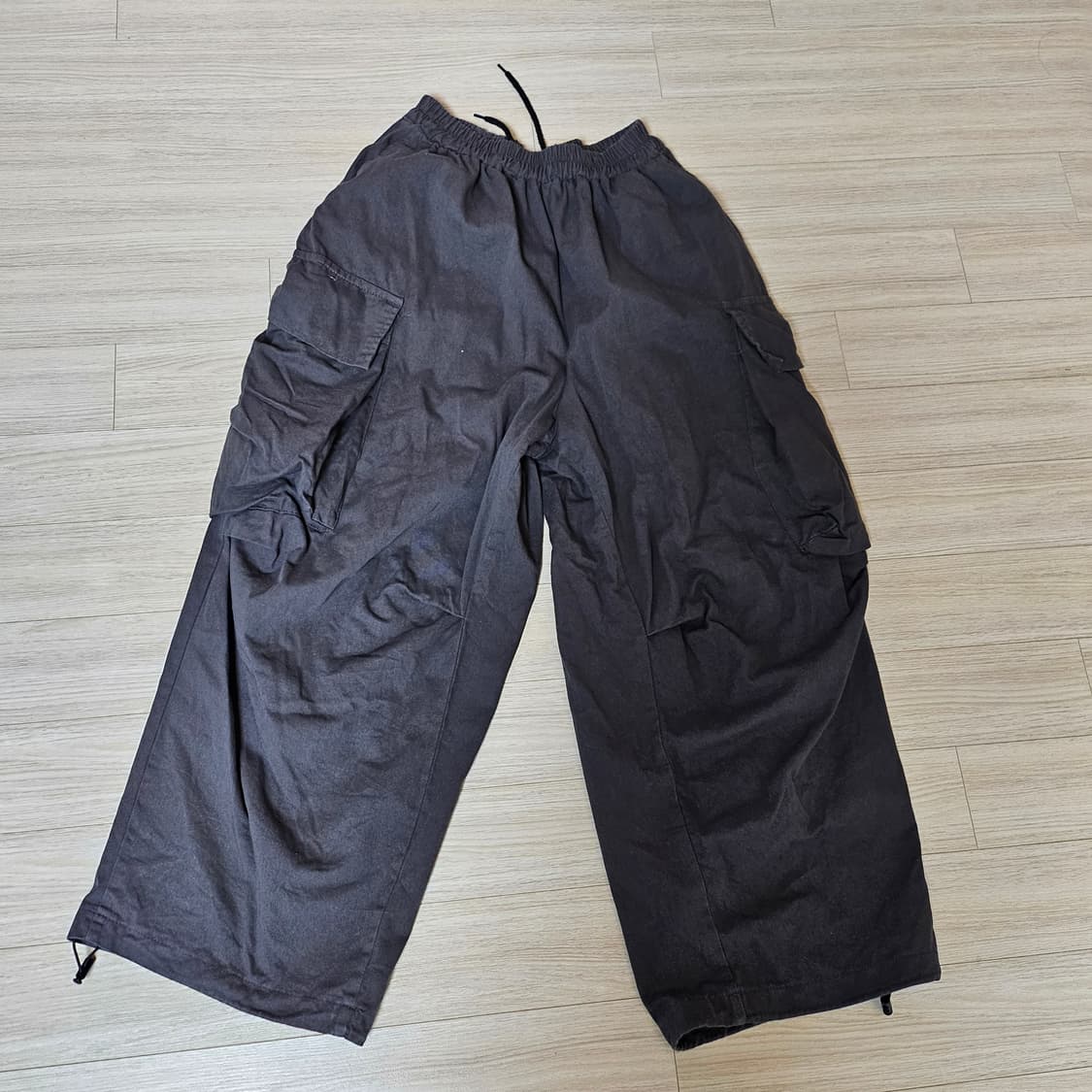 차콜 카고면바지 와이드팬츠 상품이미지1