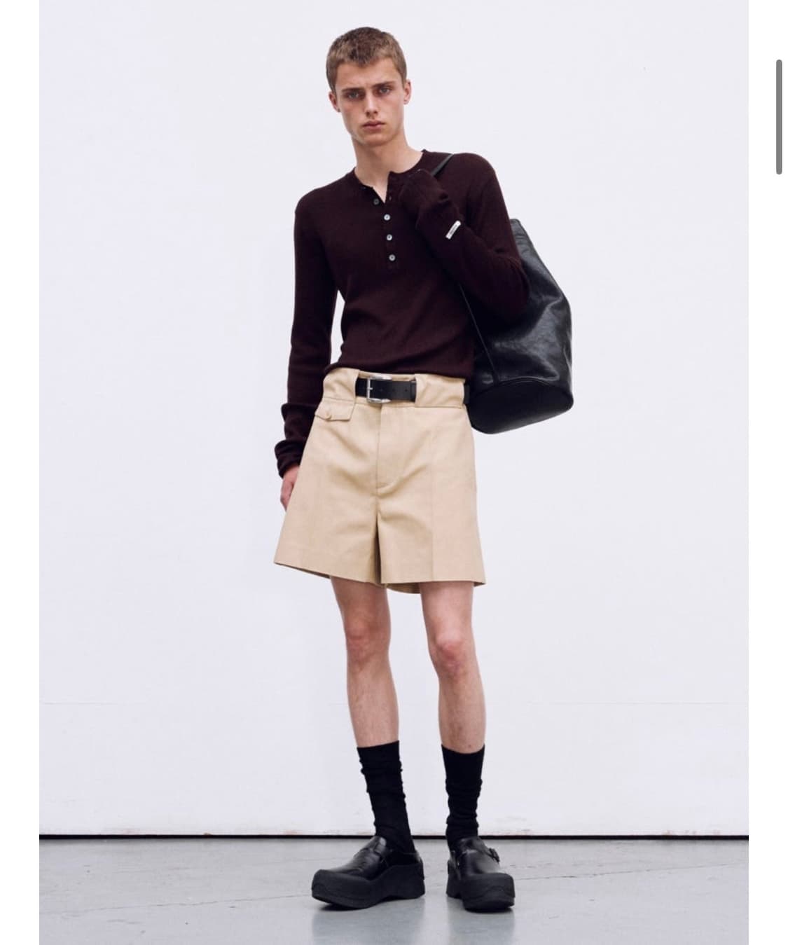 렉토 자카드 헨리넥니트 브라운 (M)  상품이미지2