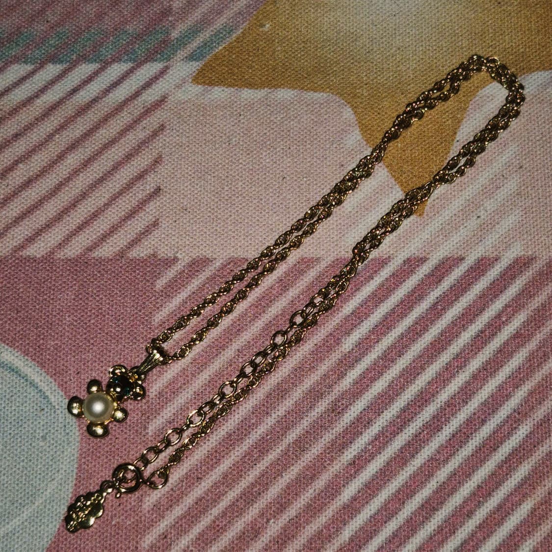 80s 프랑스 꾸레쥬 골드 테디베어 진주 목걸이 상품이미지8