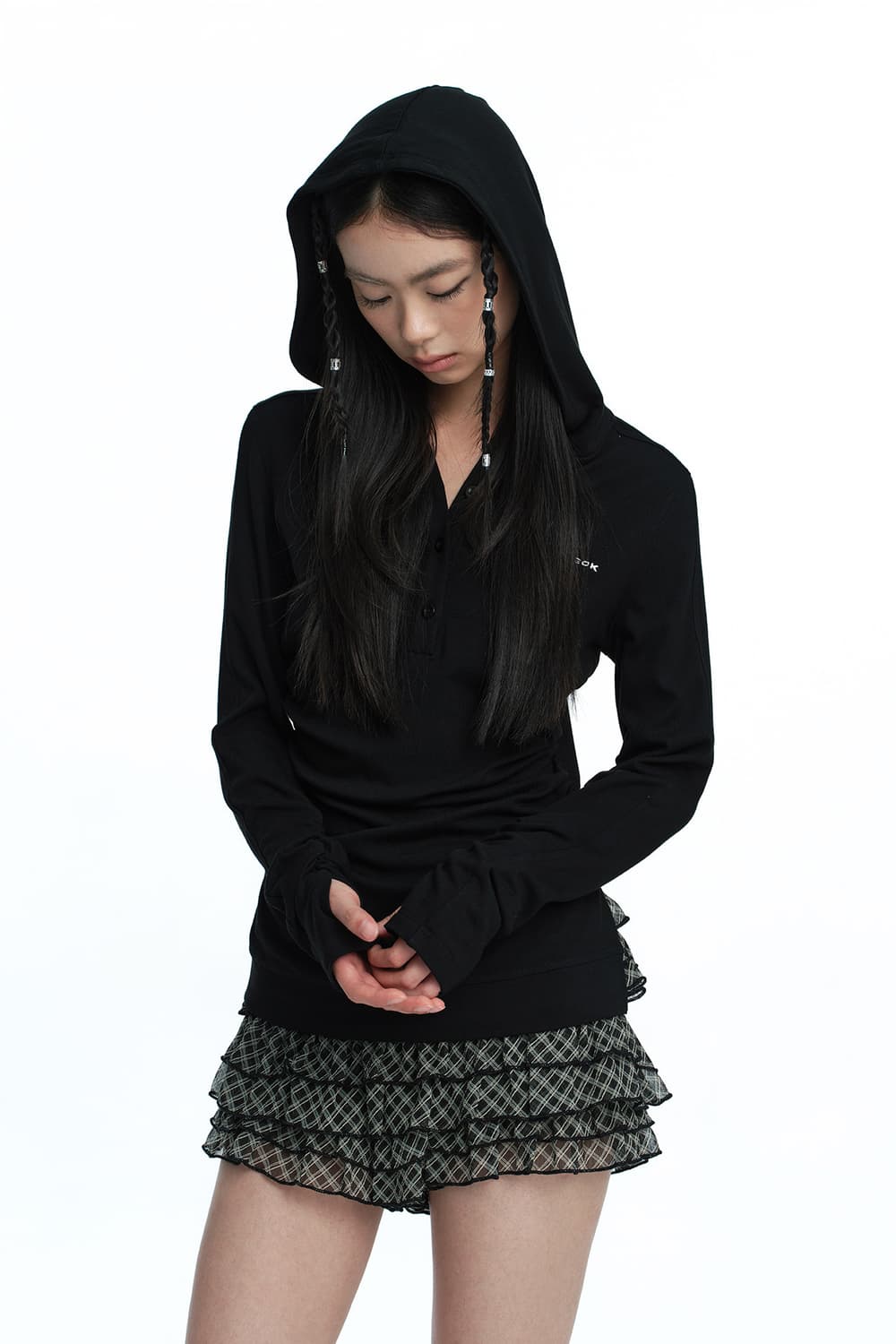 Roughneck Henley Hooded Long Sleeve Top  상품이미지1