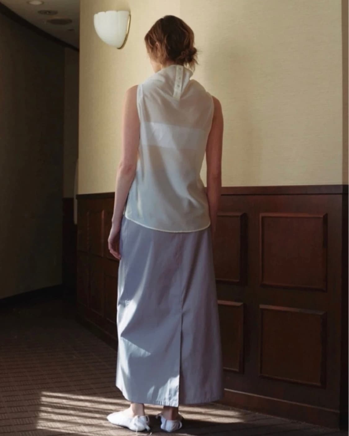 리본빛 슬리브리스 블라우스 상품이미지2