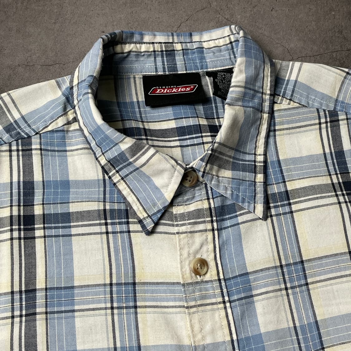 DICKIES 디키즈 빈티지 블루 체크 반팔 워크 셔츠 A00979 상품이미지2