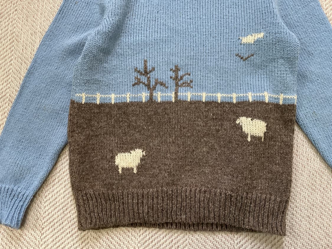 라파키 마하나 뉴질랜드 울 양 패턴 핸드니트 스웨터 J04010 상품이미지4