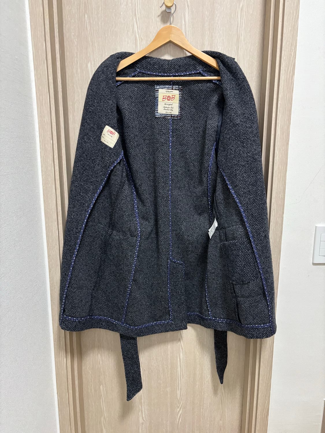 이태리 BOB 트위드 벨티드 코트100/그레이 상품이미지4