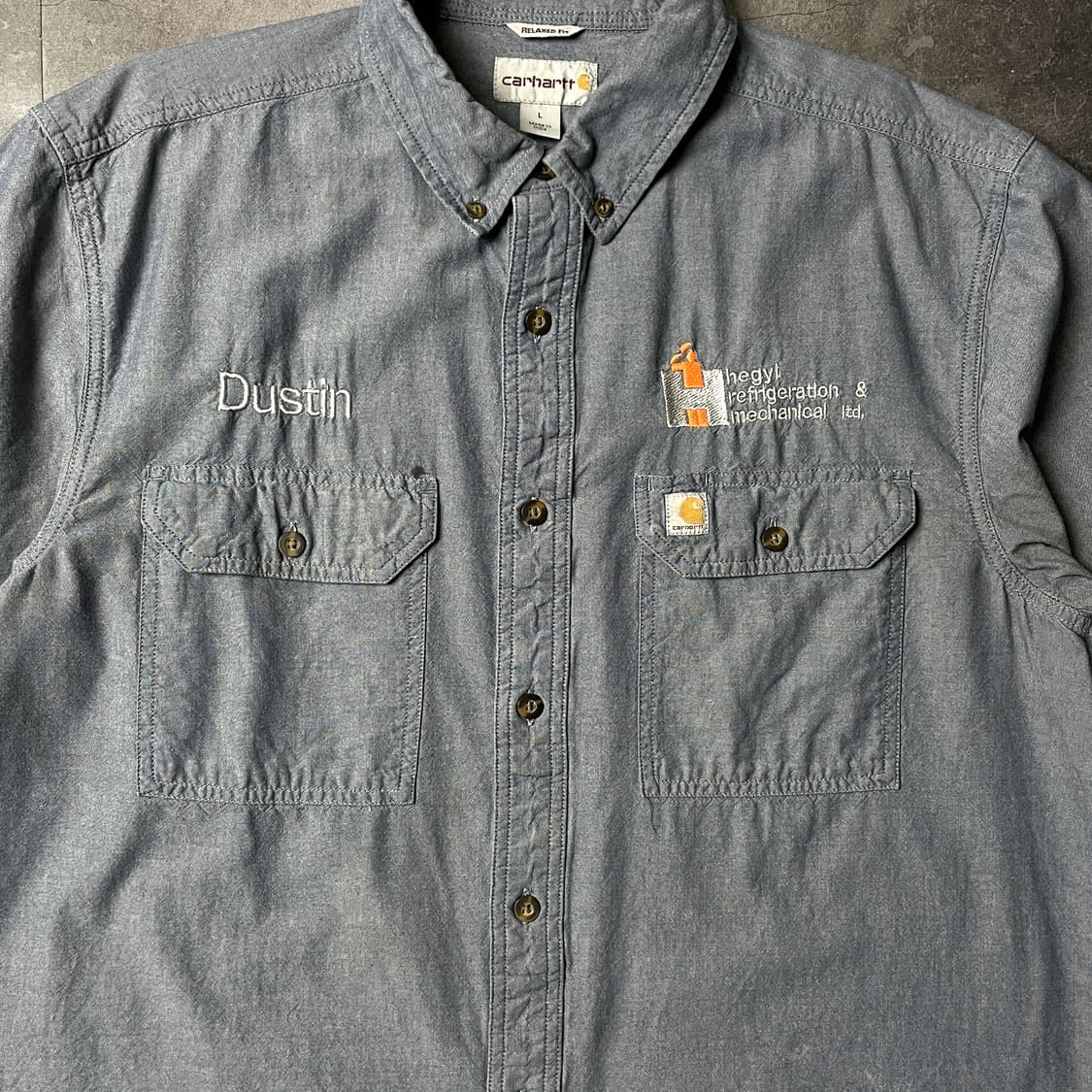CARHARTT 칼하트 빈티지 블루 플랩포켓 반팔 워크셔츠 A01007 상품이미지3