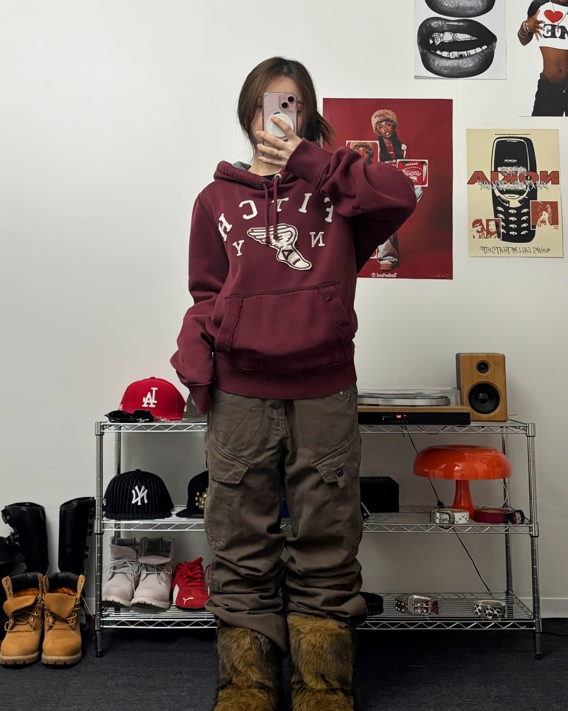 아베크롬비 FITCH 버건디 후드티 상품이미지4