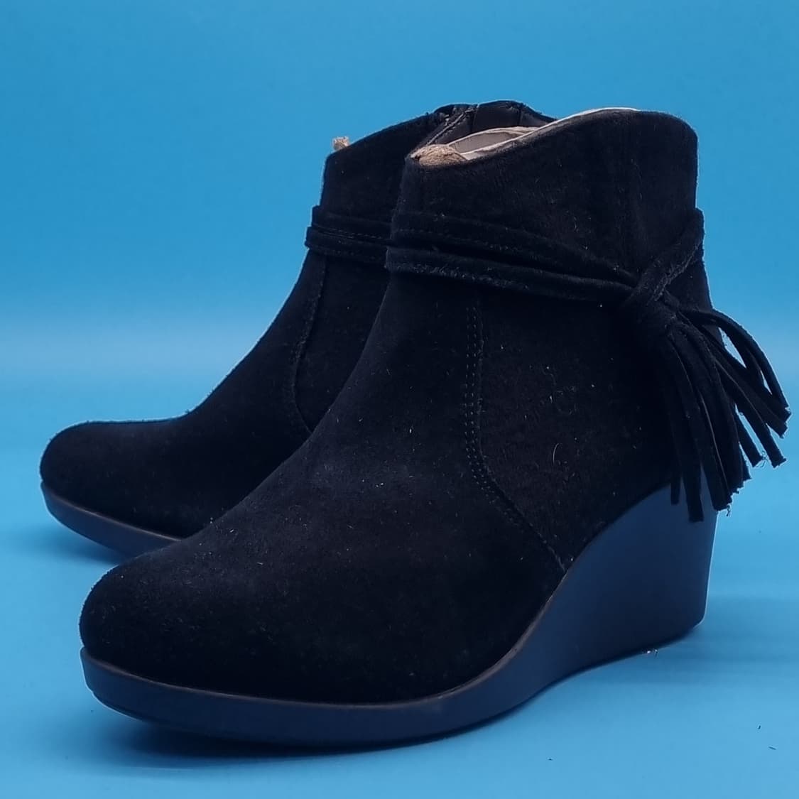 o 새상품 크록스 스웨이드 웨지힐 여성부츠220 상품이미지1