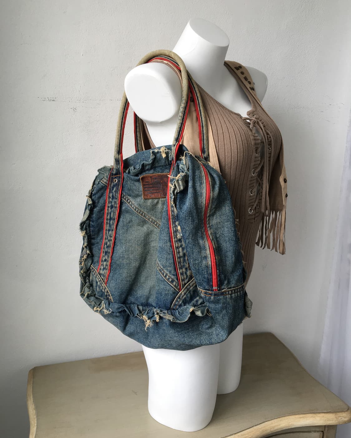 grunge mood denim tote bag 상품이미지8