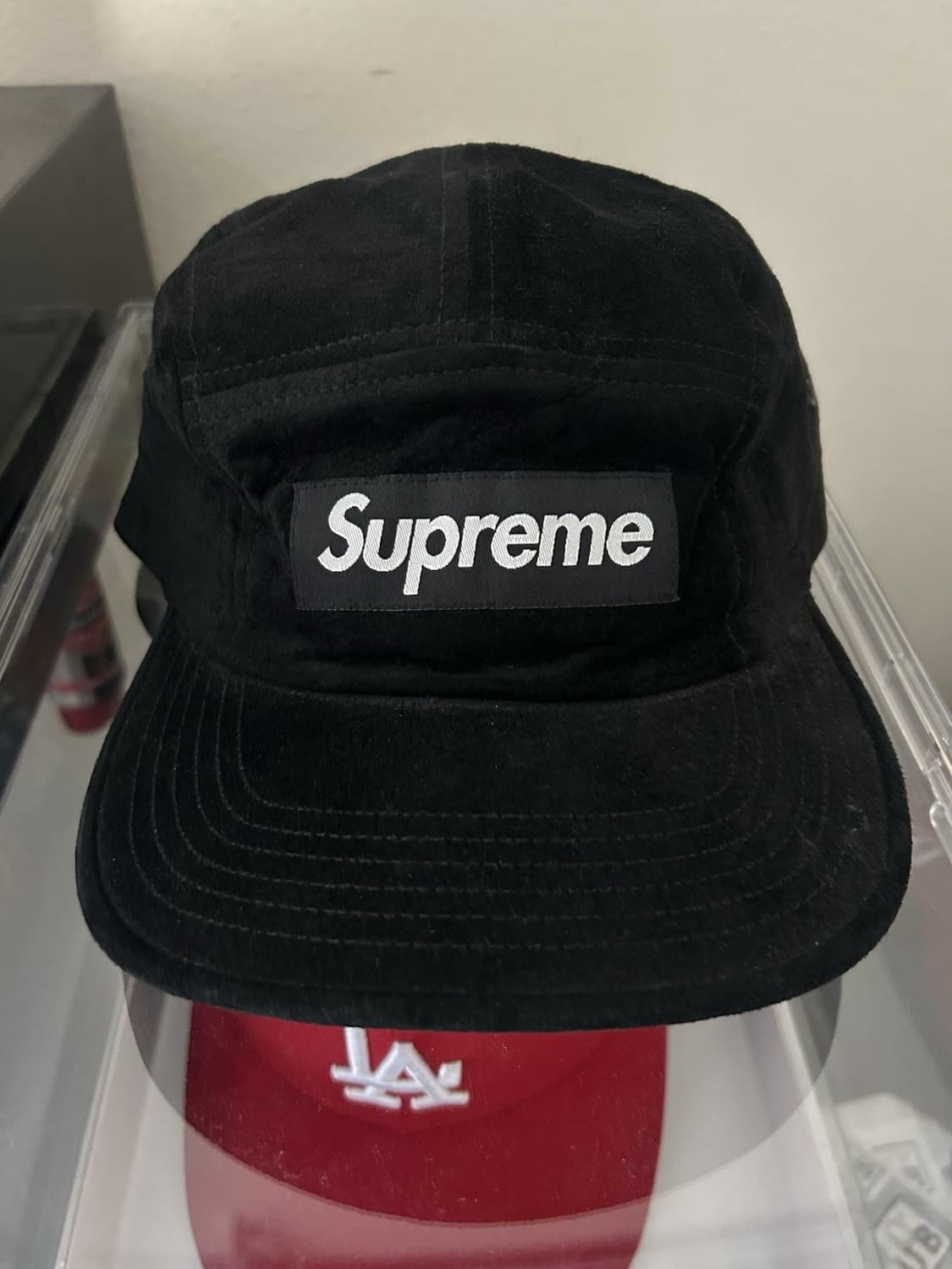 슈프림 스웨이드 박스로고 캠프캡 상품이미지1