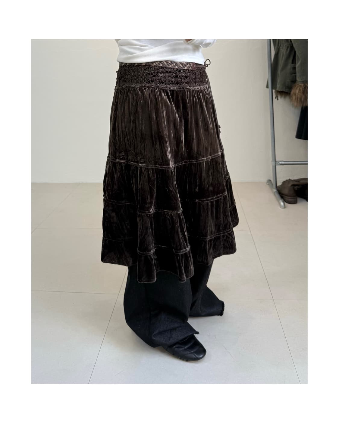 빈티지 벨벳 스커트 상품이미지2