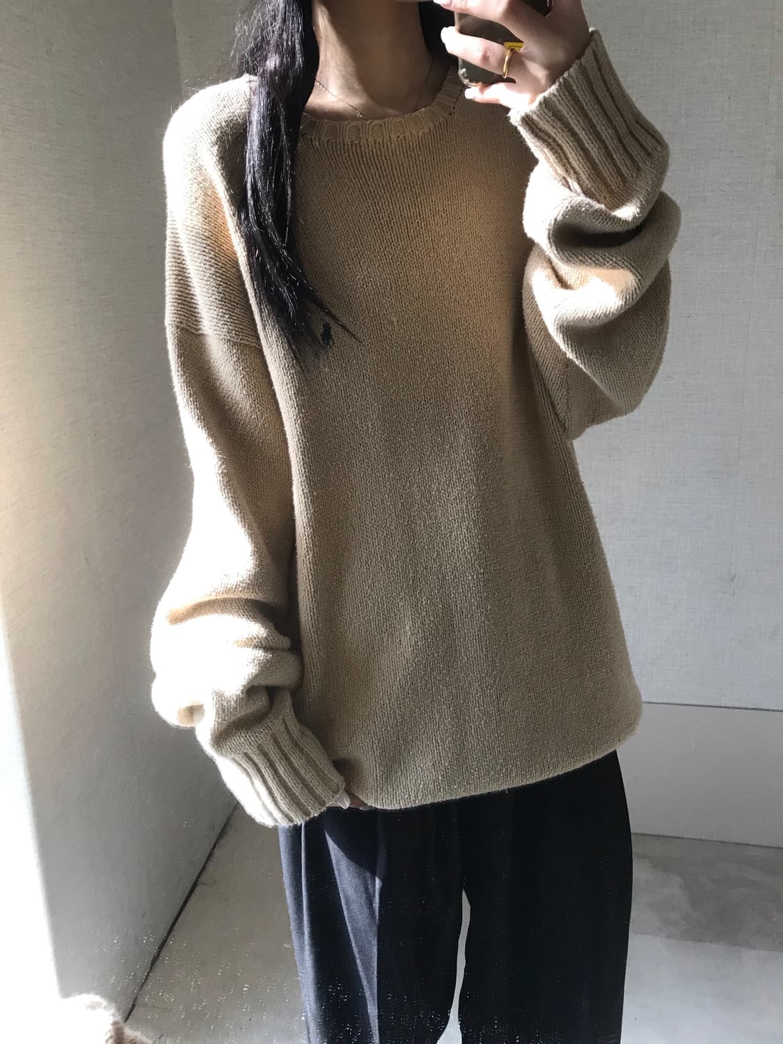 폴로 베이지 오버핏 니트 상품이미지2