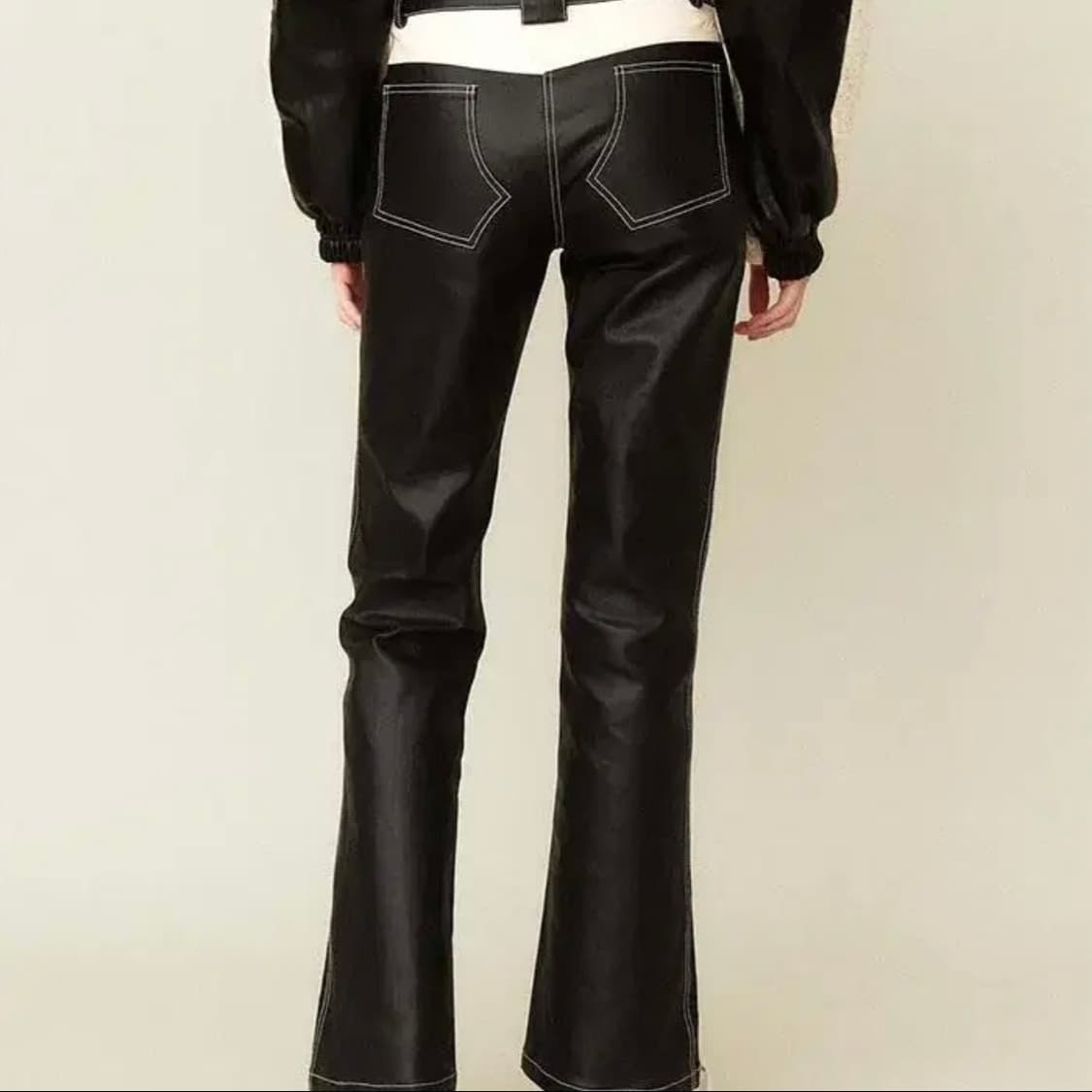 kijun 배색 레더 팬츠 M 상품이미지3