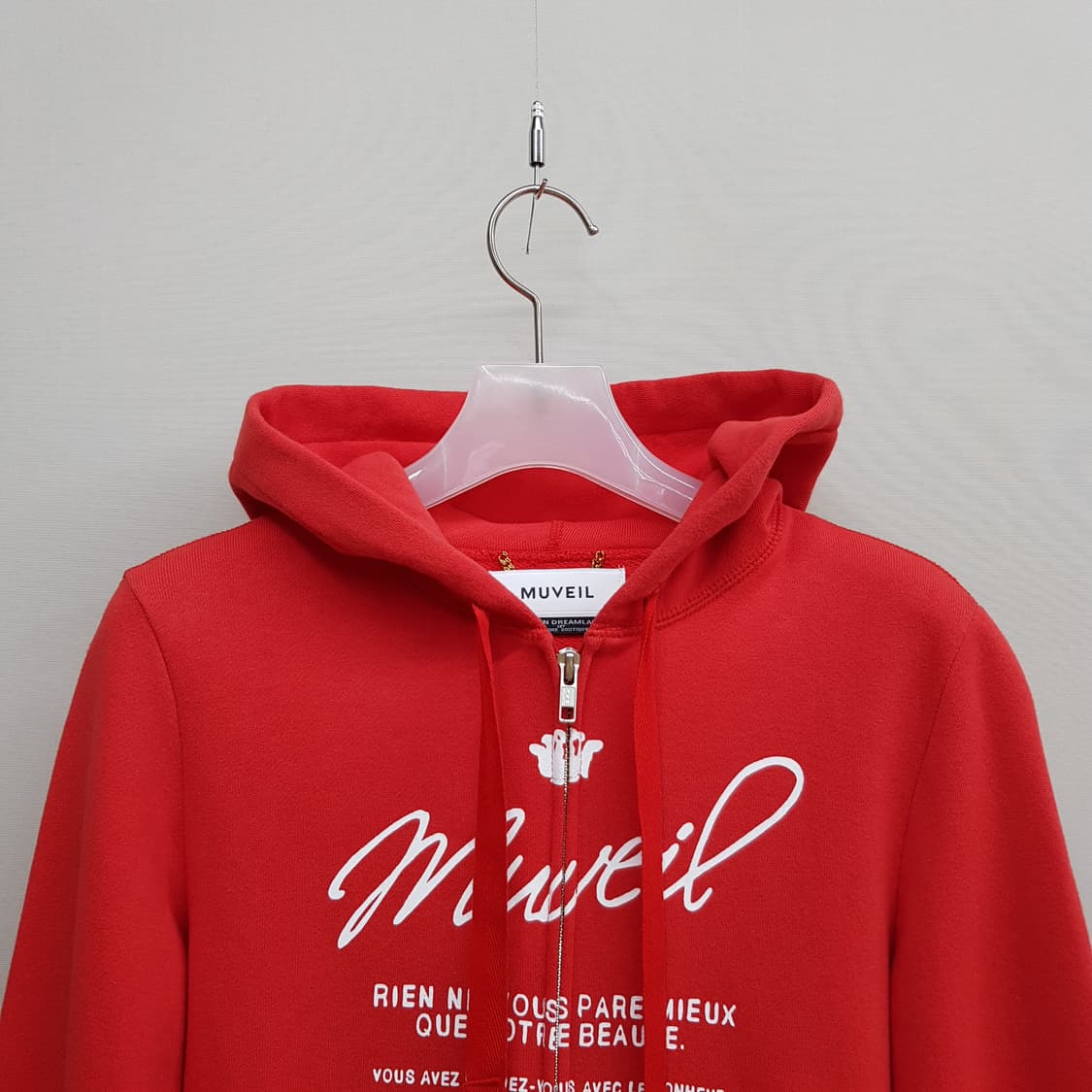 MUVEIL 뮤베일 로고 프린팅 크롭 후드 집업 76-90-155사이즈 상품이미지2