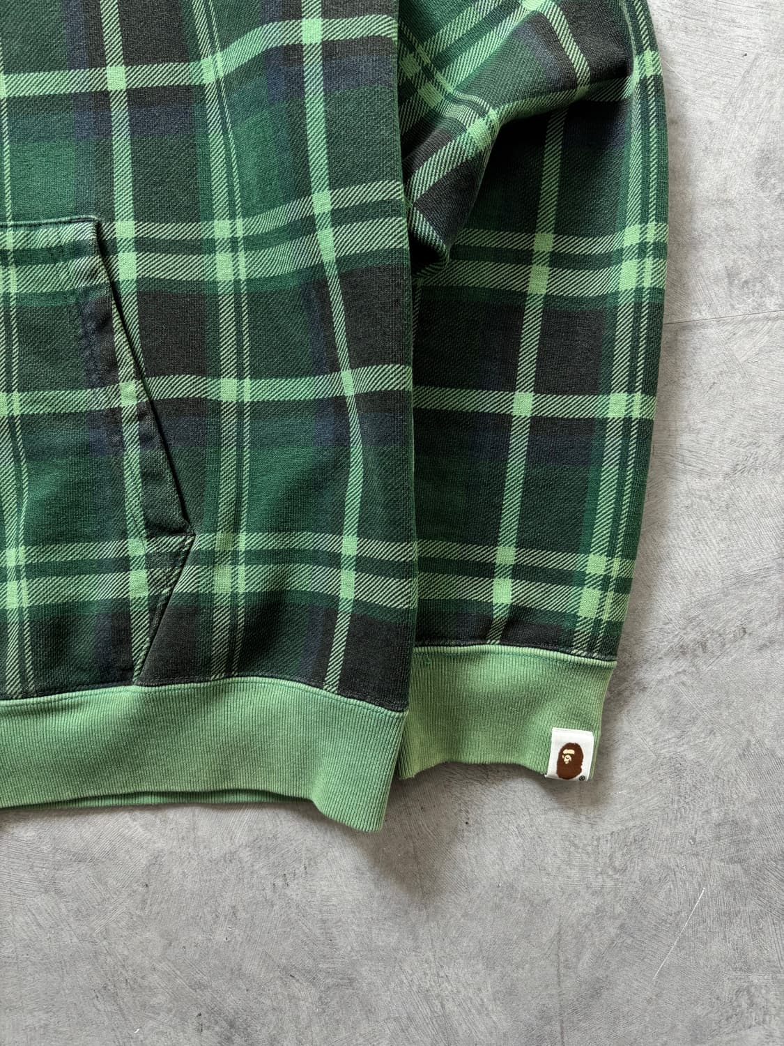 Bape 베이프 그린 체크 패턴 풀집 후디 상품이미지4
