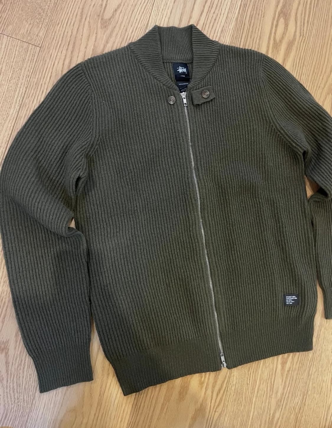 빈티지 STUSSY 스투시 짚업스웨터 올리브 상품이미지2