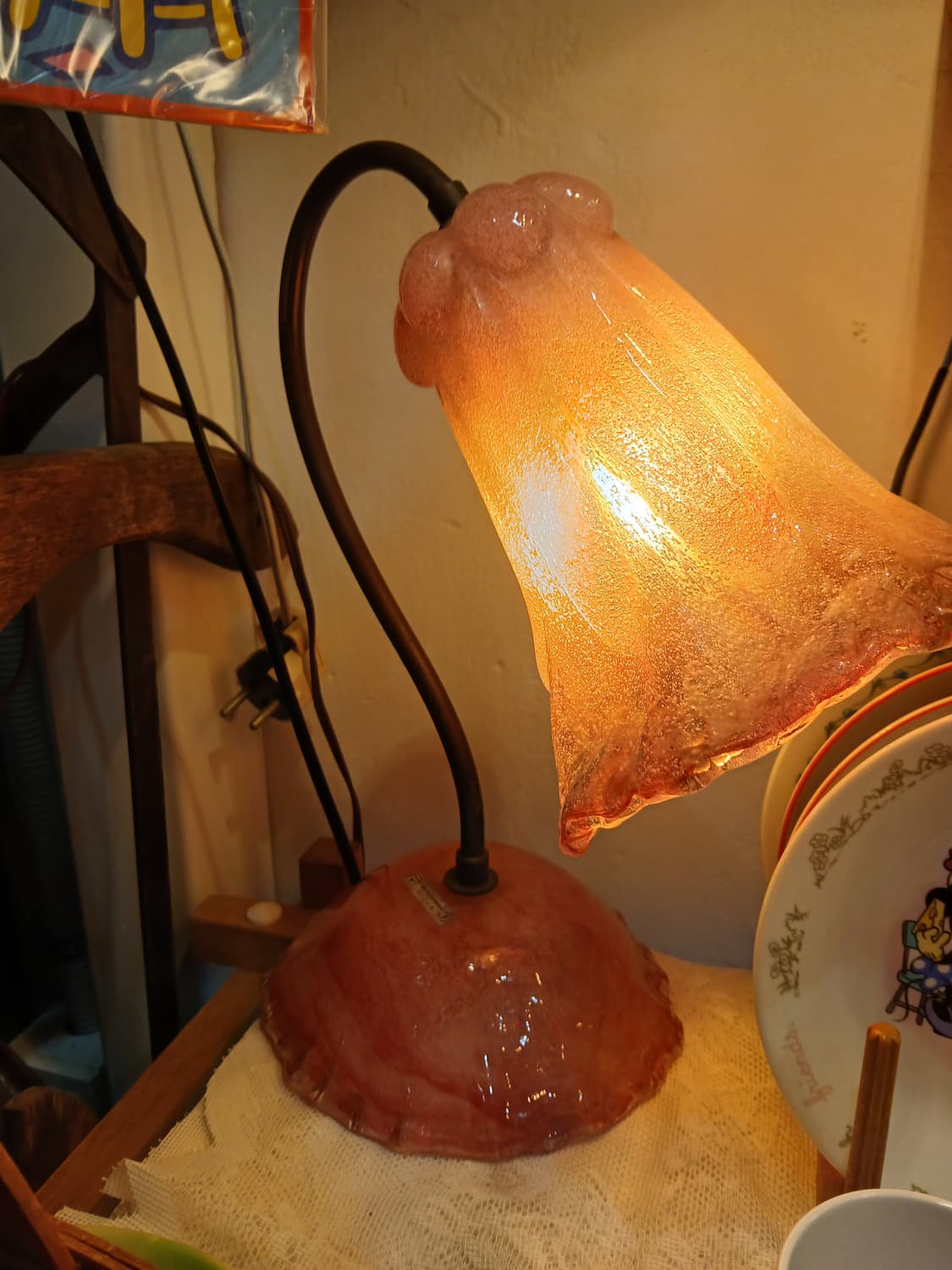 70s 요코하마 핑크글라스 테이블 조명 상품이미지1