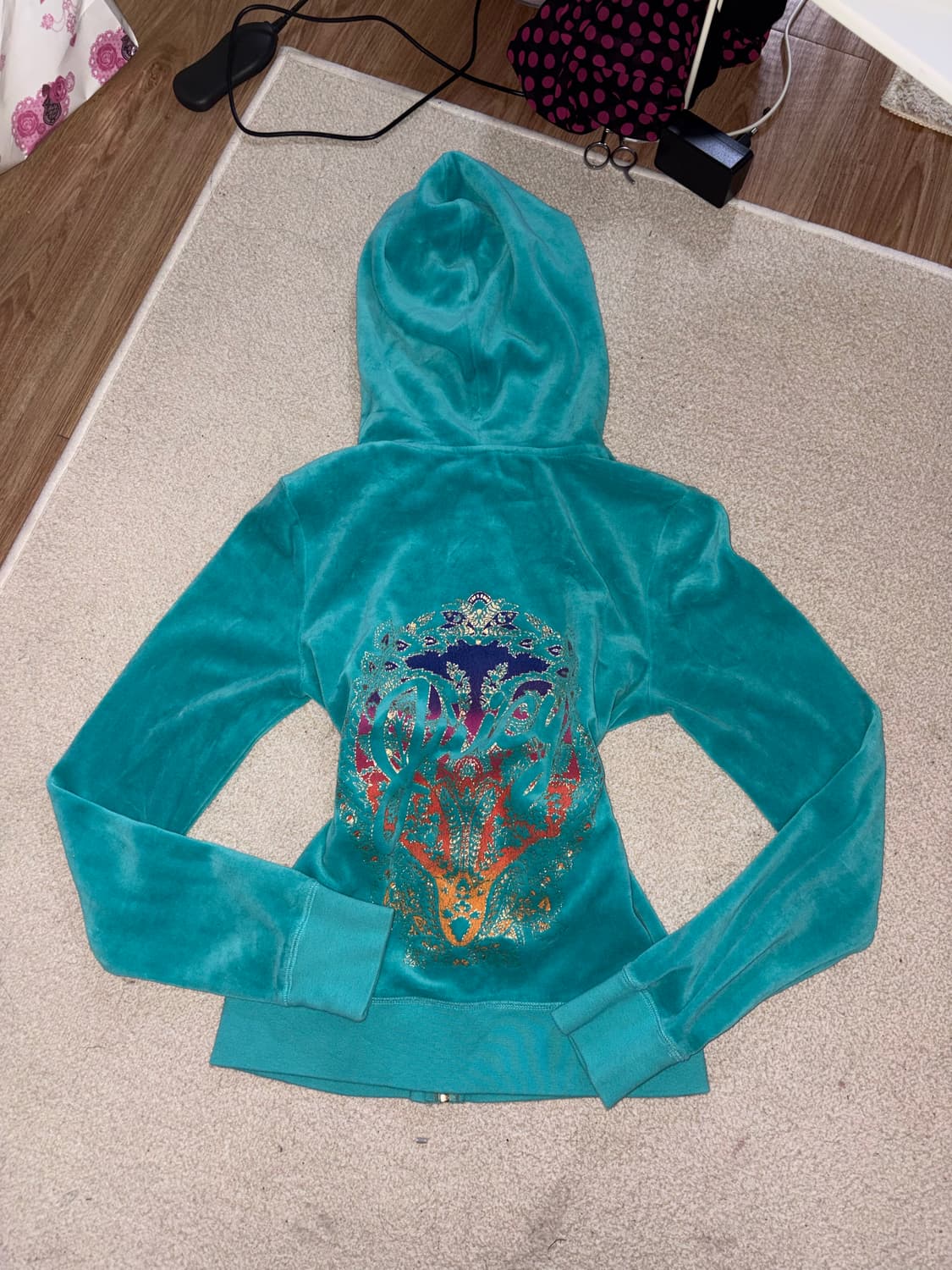 쥬시꾸띄르 민트 백디테일 벨벳 집업 y2k펑크갸루 상품이미지1