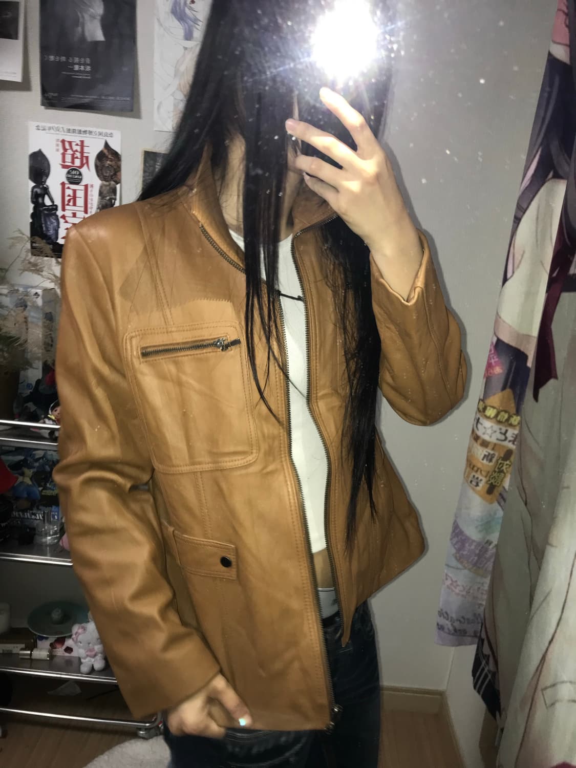 Chic 램스킨 브라운 레더자켓 상품이미지1