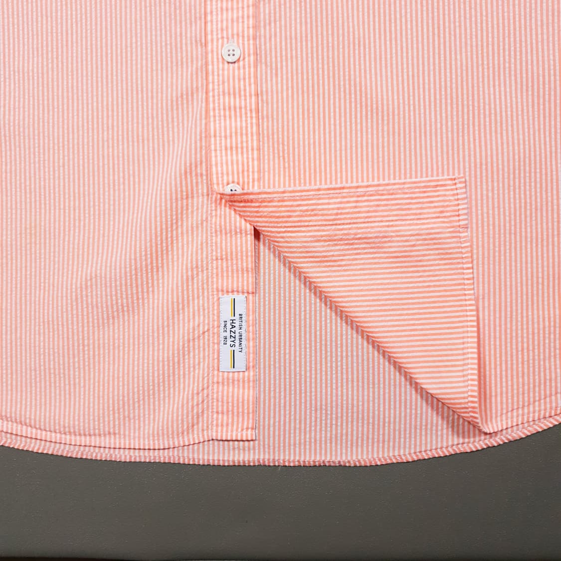 XL) 헤지스 신형 22ss 버튼다운 스트라이프 캐주얼 코튼 반팔 셔츠 상품이미지5