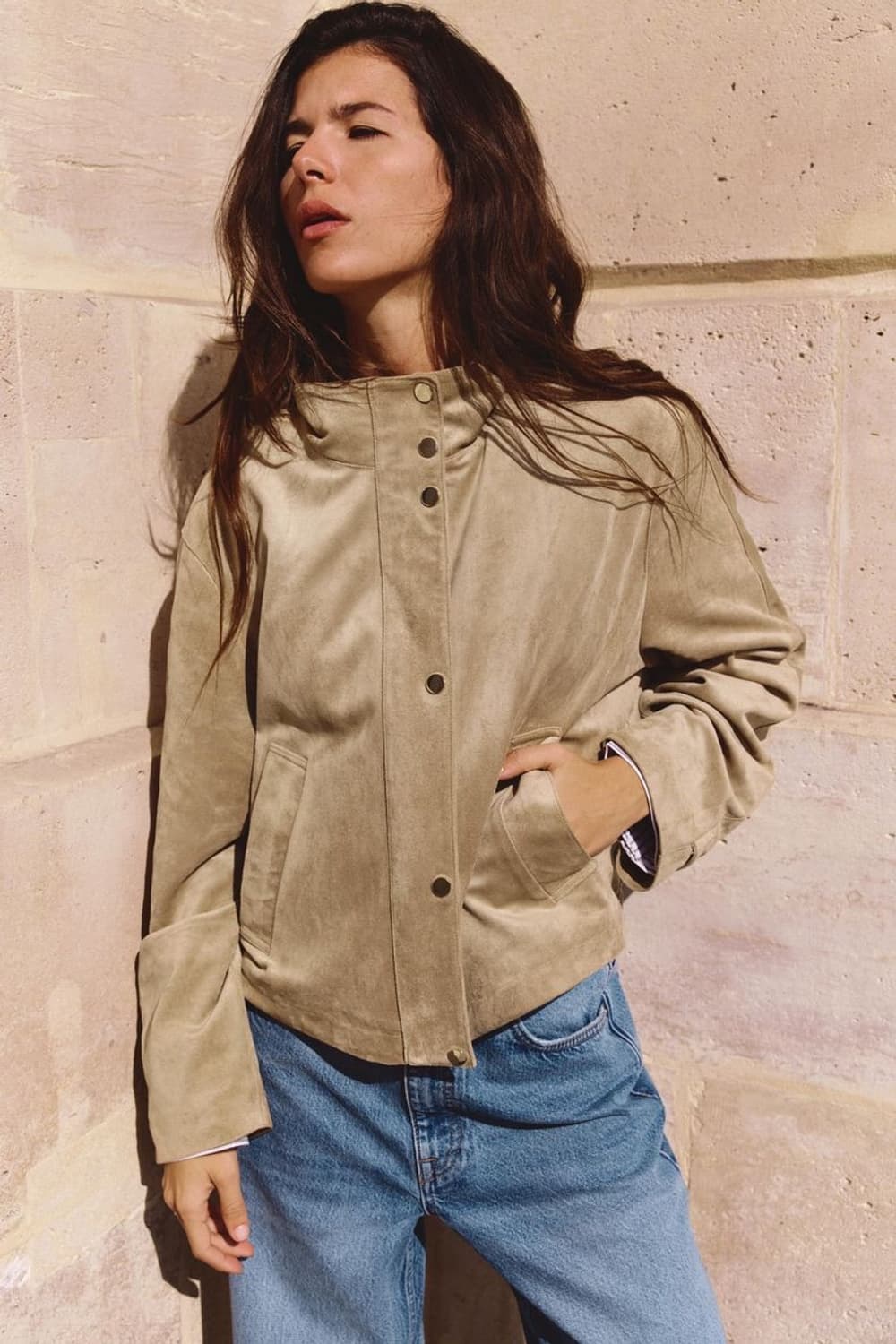 zara 자라 스웨이드 버튼업 금장버튼 자켓 M 상품이미지1