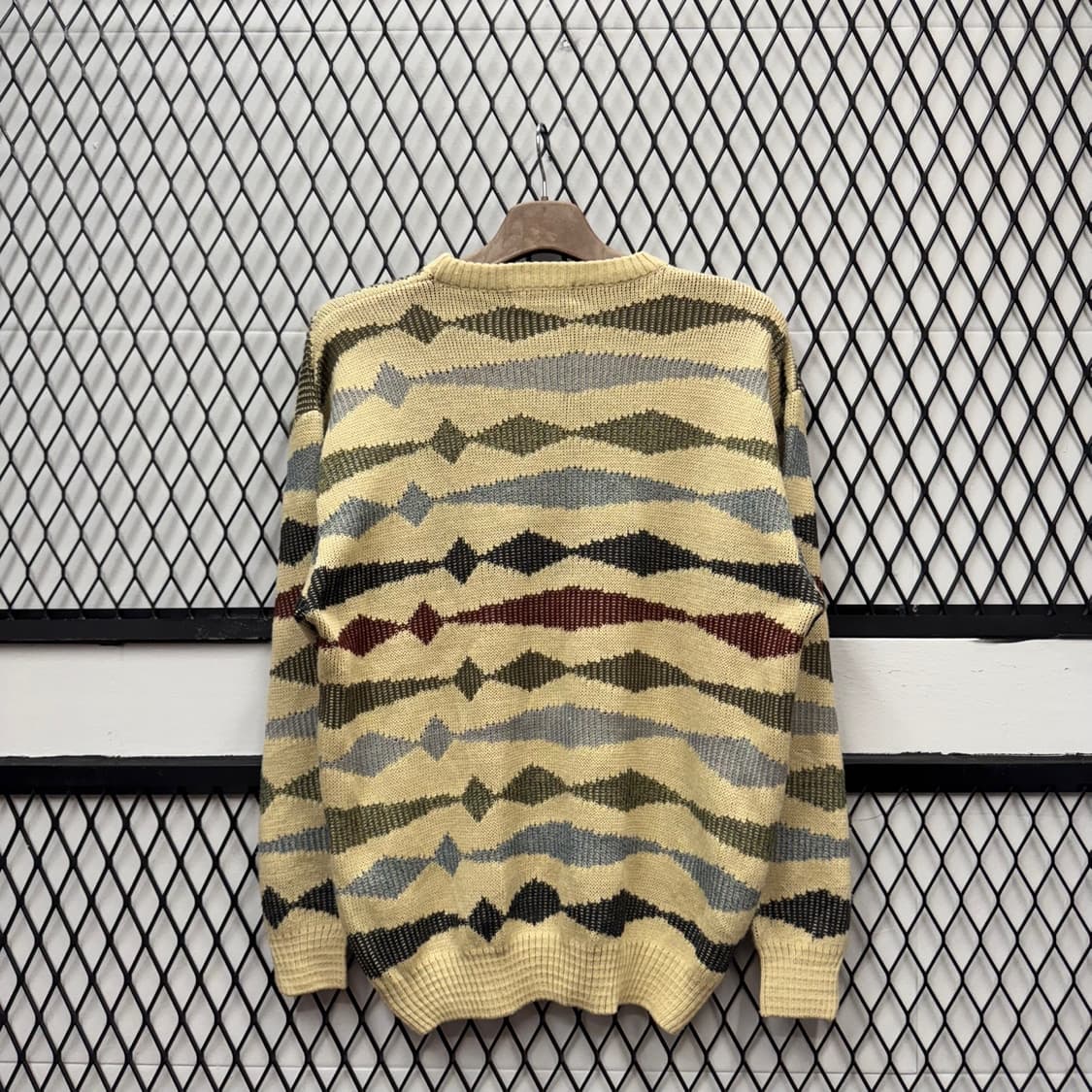 ITA VTG 기하학 패턴 울 니트 스웨터 라운드넥 멀티컬러 상품이미지2