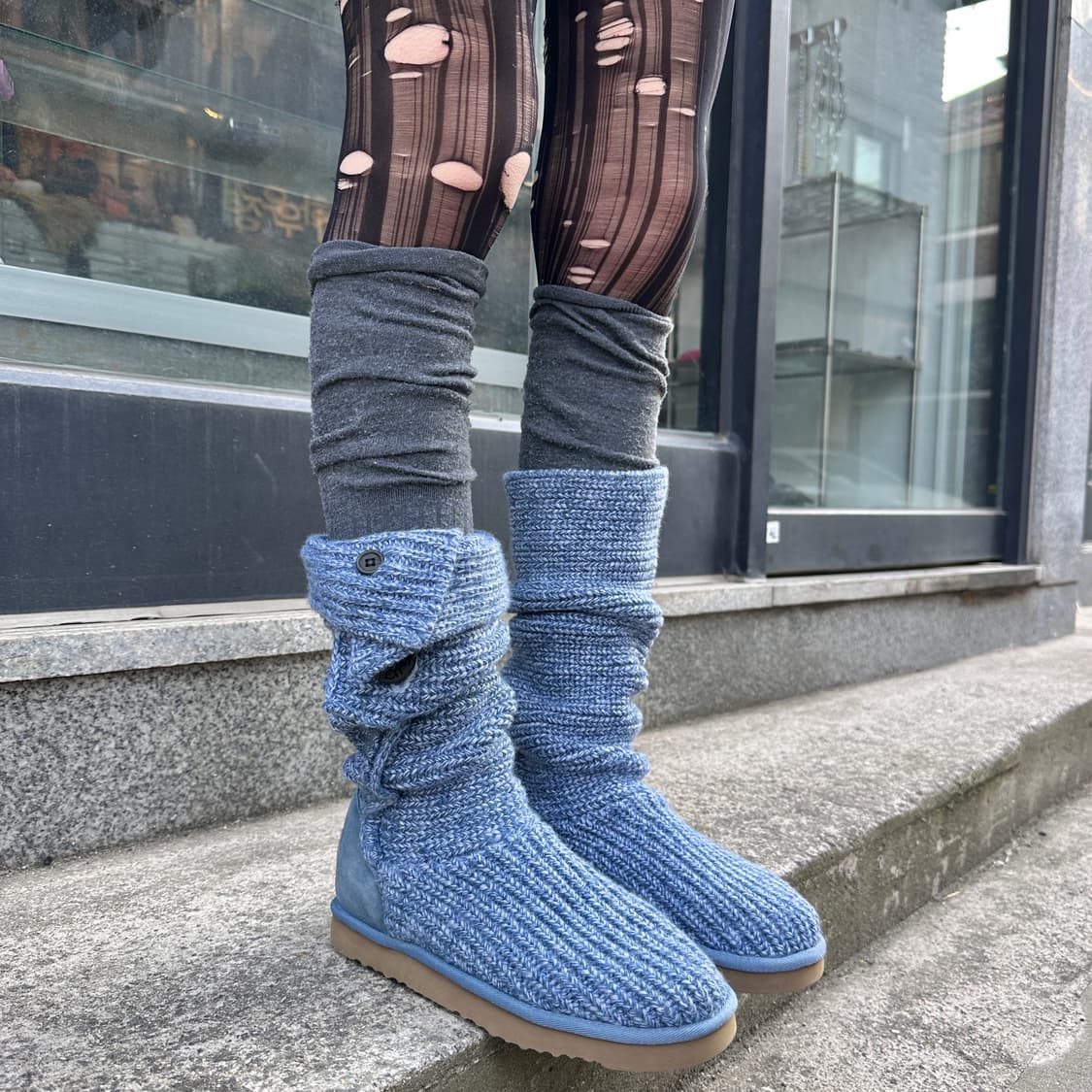 00s 스카이 블루 니트 어그 카디 부츠 상품이미지5