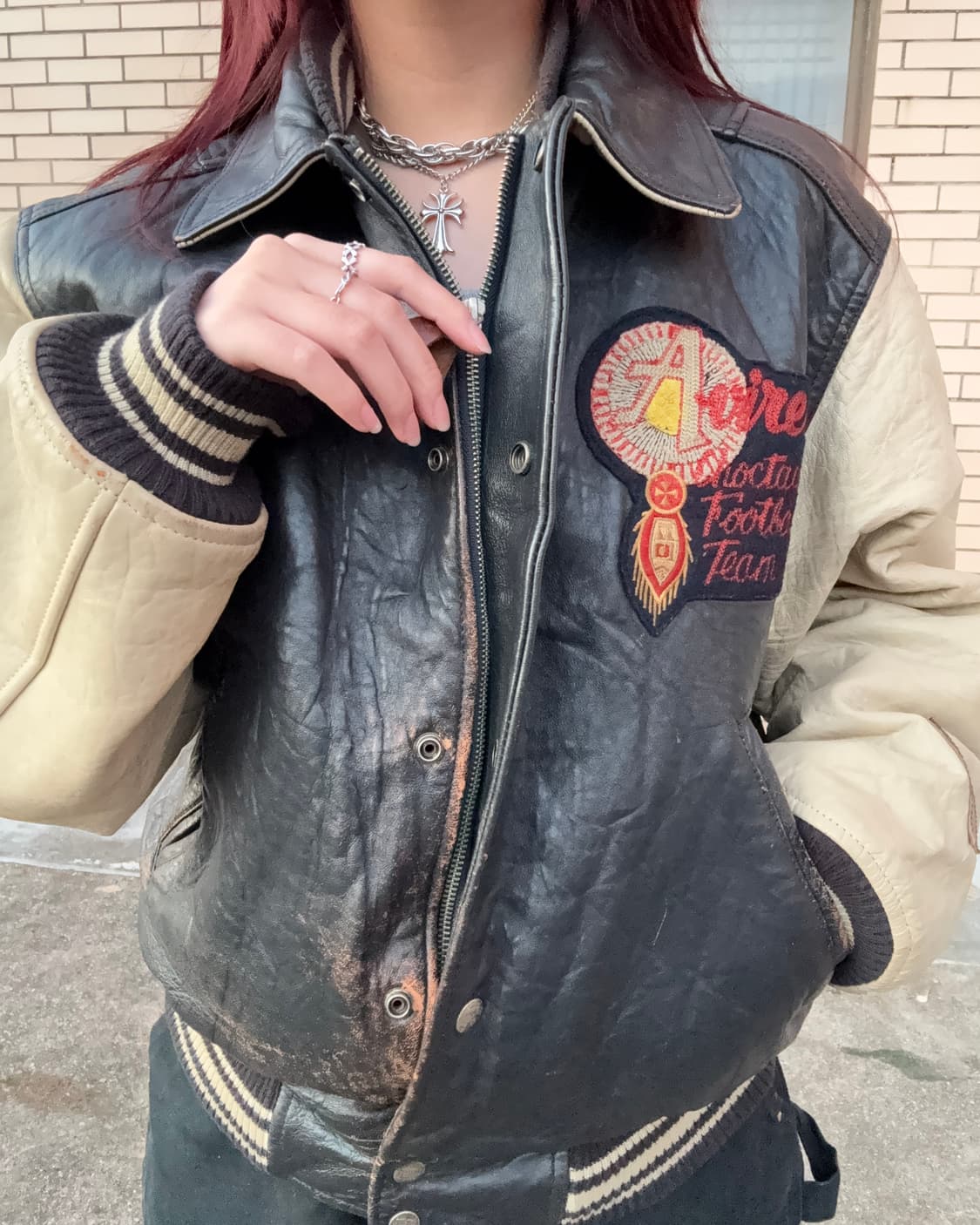 90s 아비렉스 가죽 바시티자켓 상품이미지2