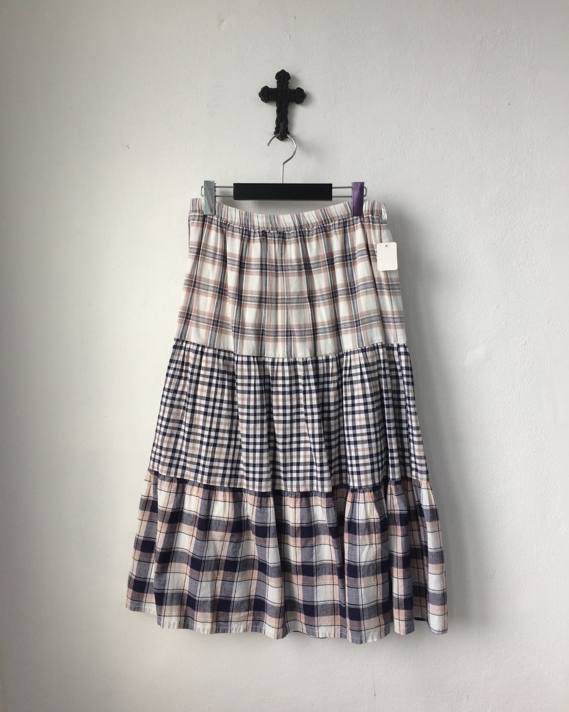 Check pattern mixed skirt 상품이미지1
