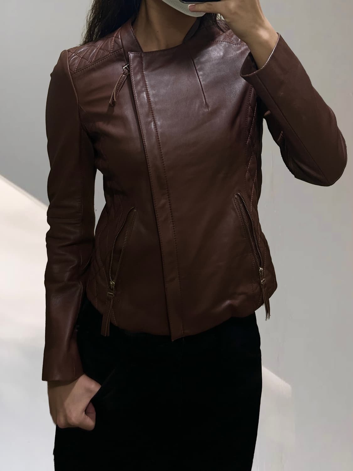 빈티지 니트믹스 브라운양가죽 자켓 상품이미지8