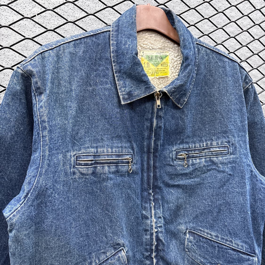 빅존 데님 워크집업자켓 보아안감 액션 플리츠 디테일 블루 상품이미지4