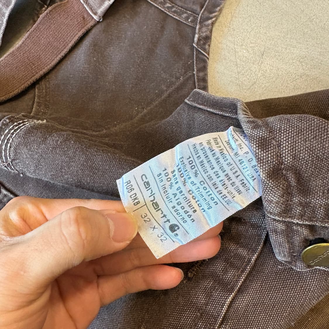 칼하트 R06 덕 캔버스 오리지널 브라운 더블니 오버롤 상품이미지6