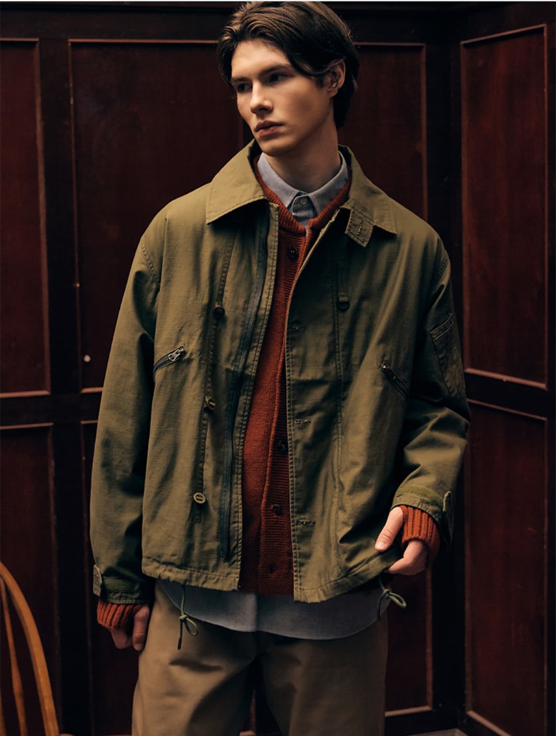 아웃스탠딩 BACK SATIN MK3 JACKET_OLIVE M사이즈 상품이미지1