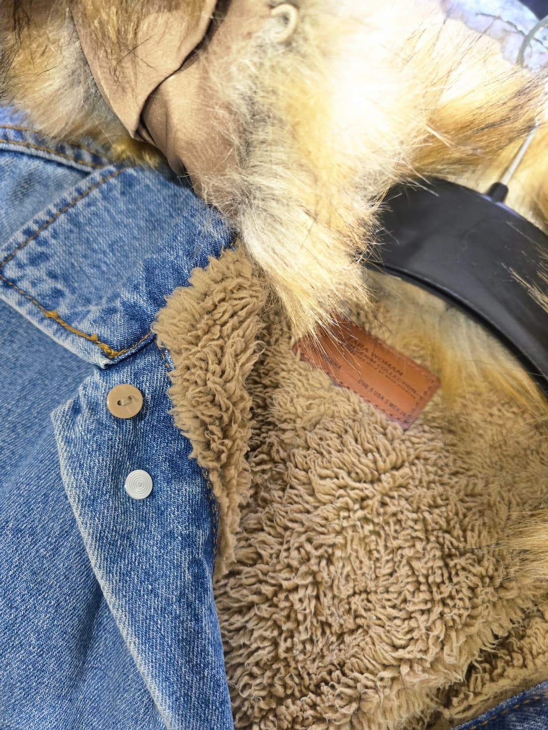 자라 빈티지 퍼 데님 롱 코트 상품이미지2