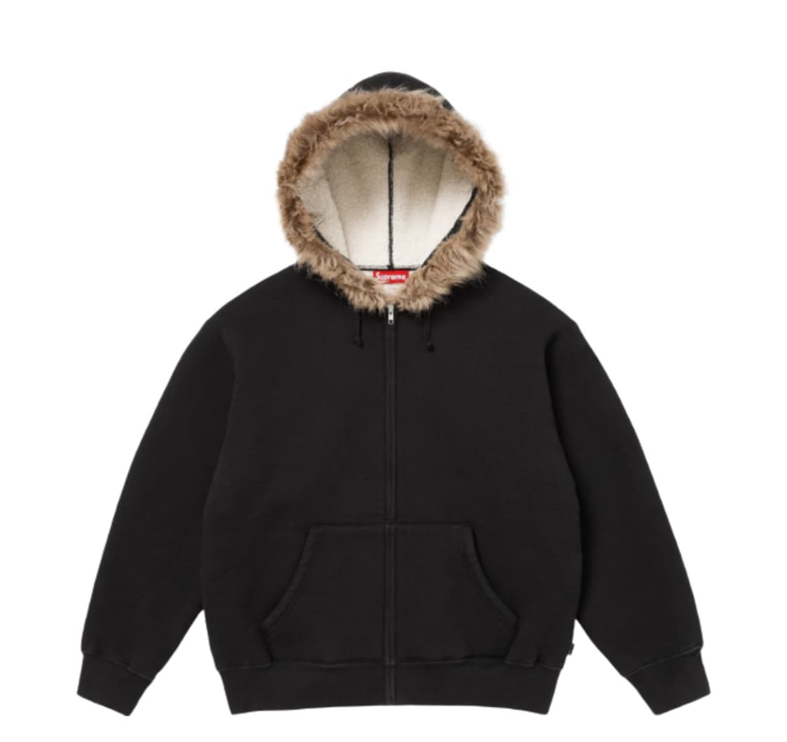 25FW 슈프림 포우 퍼 집업 후드 스웨트셔츠 블랙 L 상품이미지2